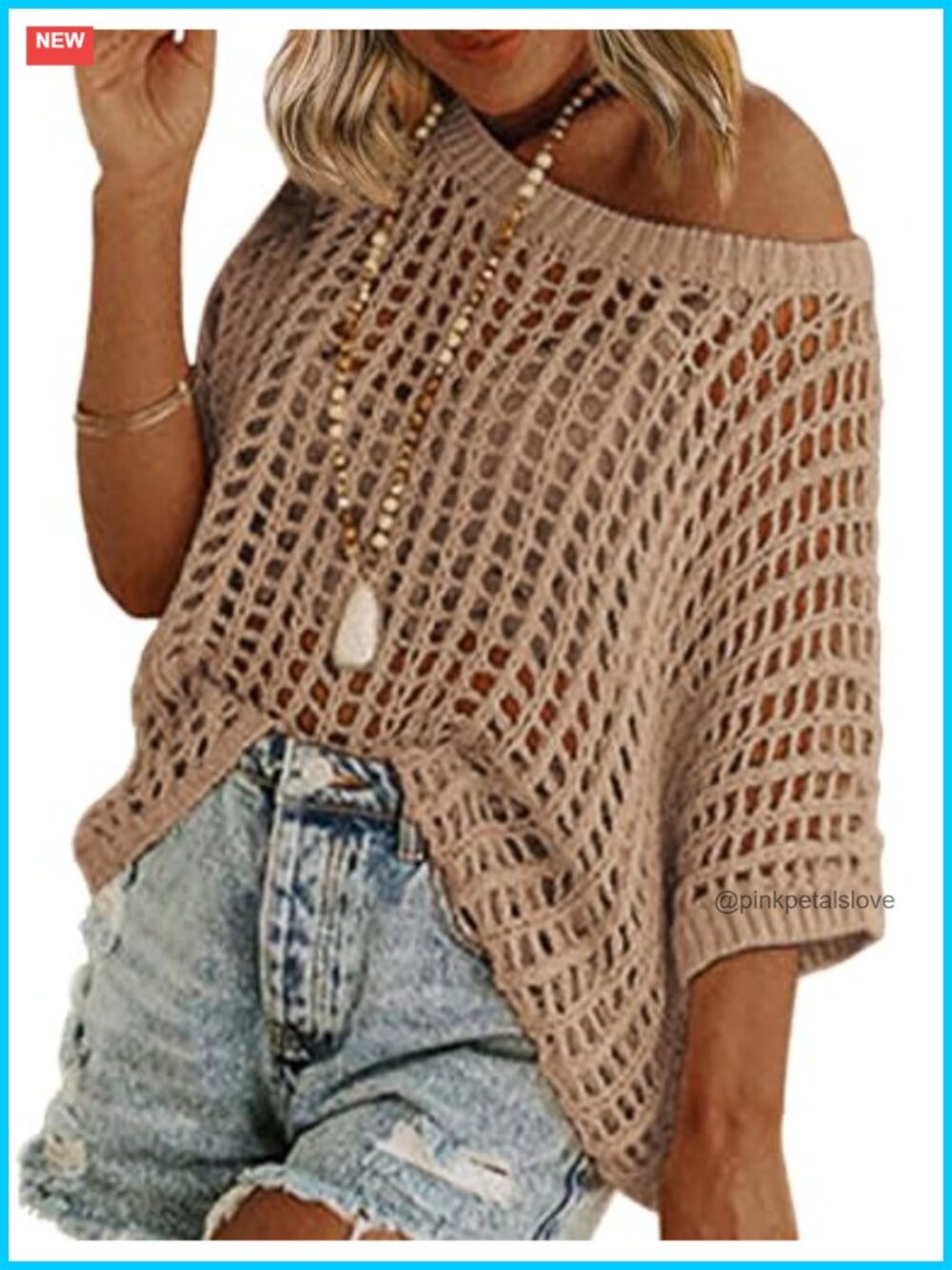 Short Sleeve Crochet Sweater Lightweight Summer Pullover Hollow Out Crewneck